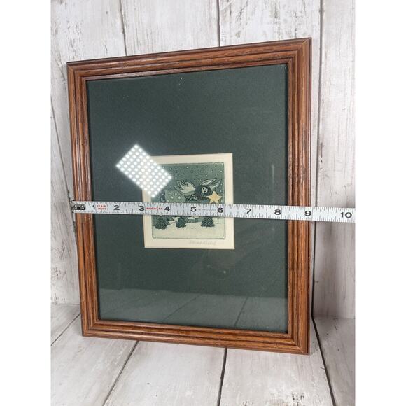 Sarah Rishel Etching Print Framed And Signed Angel Christmas Wintertime - Picture 4 of 5